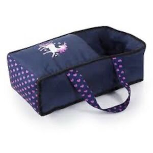 Bayers Unicorn  Doll Carrier Bag Girls Blue Shoulder Straps Hearts